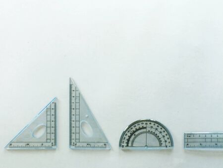 The white office desk with study equipment on topの写真素材