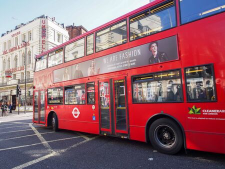 London, England - September 28 2015: London British famous and traditional red bus