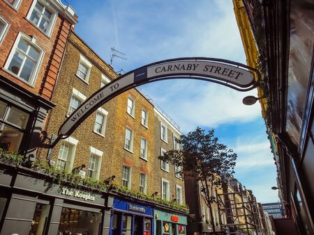 London, England - September 28 2015: Carnaby street, the pedestrian shopping street - Soho, Westminsterのeditorial素材
