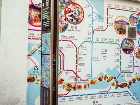 London, England - September 29 2015: China town subway maps of London in Chinese