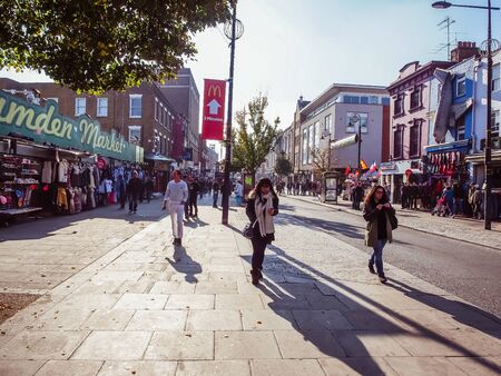 London, England - September 29 2015: Camden Market / Camden Lock, a pedestrian-only road and large...