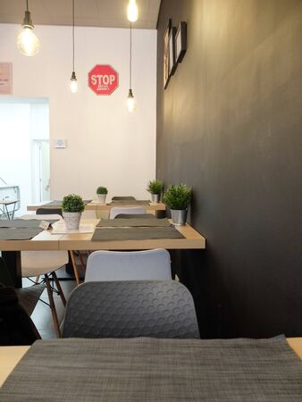 Charleroi, Belgium - December 28 2019: Veni Vidi Vegan, small organic and vegan restaurant in...
