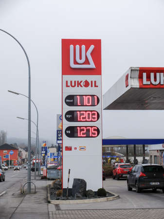Rodange, Luxembourg - December 10 2019: Lukoil Gas stationのeditorial素材
