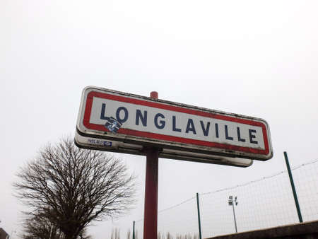 Longlaville, France - December 10 2019: Welcome to Longlaville road signのeditorial素材