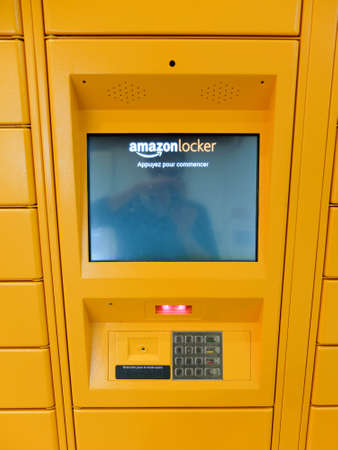 Amazon Locker is an Amazon service allowing customers of the brand to collect their orders in automatic lockers installed in physical spacesのeditorial素材