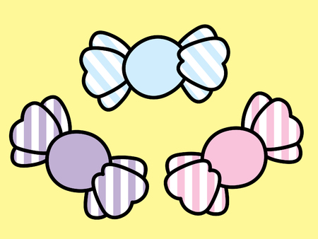 set of three cute pastel colored bonbonsのイラスト素材