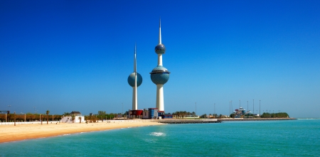 These beautiful architectural structures are icons of the Kuwait City skylineのeditorial素材