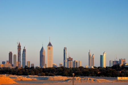 The Skyline of Dubai is graced with many beautiful tall buildings especially along Sheikh Zayed Road  Image taken May 2010の写真素材