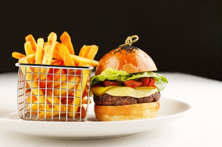 Burger and chips please    the tasty fast food of America and Englandの写真素材