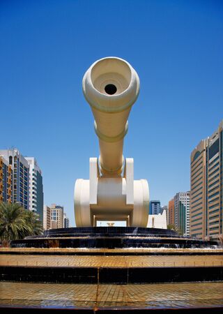 A canon sculpture contributes to the street art of the capital city, Abu Dhabiのeditorial素材