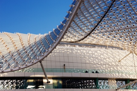The grid shell of the Yas Hotel has become an iconic symbol of Abu Dhabi s Grand Prixのeditorial素材