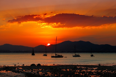 Sunset in Phuket, Thailand a very popular tourist destination for Europeans and Australiansのeditorial素材