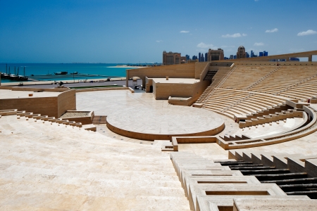 The Katara Amphitheater, Doha is a crafted balance between the classical Greek theater concept and the traditional Islamic features  Completed in 2008, it has a seating capacity of 5000 peopleのeditorial素材