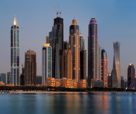 Dubai Marina skyline as seen from Palm Jumeirah, this part of Dubai has more skyscrapers over 50 stories that ManhattanDubai Marina skyline as seen from Palm Jumeirah, UAEのeditorial素材
