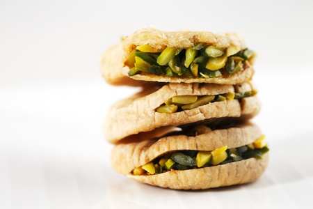 Dried figs stuffed with walnuts are a popular delicacy in the Middle East particularly Saudi Arabiaの写真素材