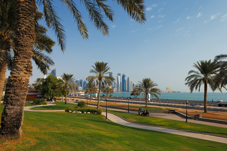 Doha, Qatar  Recreational parks are commonplace along the Corniche in the capitalのeditorial素材