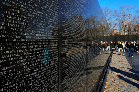The Vietnam Veterans Memorial in Washington DC, USA  It honors U S  service members of the U S  armed forces who fought in the Vietnam War, service members who died in service in Vietnam South East Asia のeditorial素材