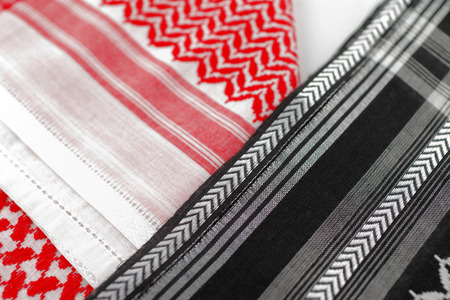 The Ghutrah also known as the Keffiyeh is the name given to The Arabic scarf-like headdress worn by men in the GCC region  It is usually fashioned from a square of cotton fabricの写真素材