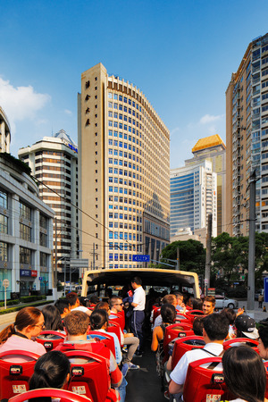 Shanghai is the most popular city in China where streets and transport are packed with peopleのeditorial素材