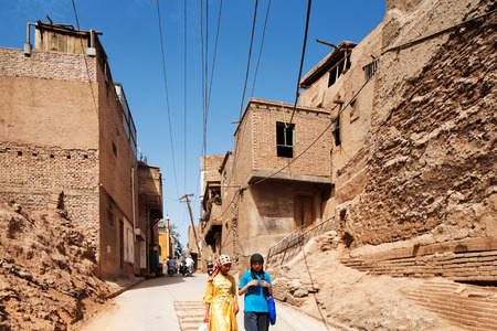The ancient city of Kashgar, China (known in Chinese as Kashi). It is an oasis Chinese city on the silk trading route in Xinjiang province. It is home to Uyghur Autonomous Tribeのeditorial素材