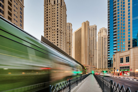 The Dubai Tram is a tramway located in Al Sufouh, Dubai, UAE. It is a primary rail link between Dubai Metro and Dubai Marina and JBR.のeditorial素材