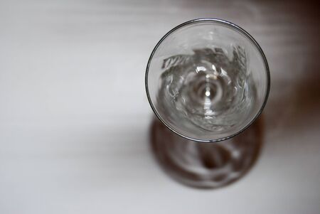 Up view of an empty glass, black and white photographyの写真素材