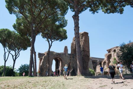 Palatine hill with ancient ruins. Old Roman Historical Architecture. Palatino Roma.の写真素材
