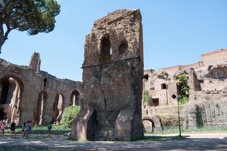 Palatine hill with ancient ruins. Old Roman Historical Architecture. Palatino Roma.の写真素材