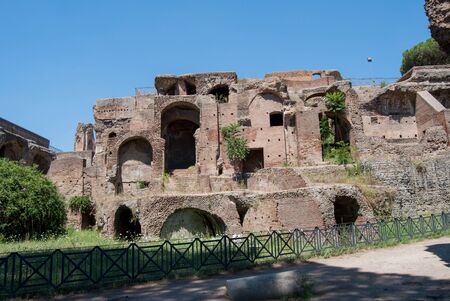 Palatine hill with ancient ruins. Old Roman Historical Architecture. Palatino Roma.の写真素材
