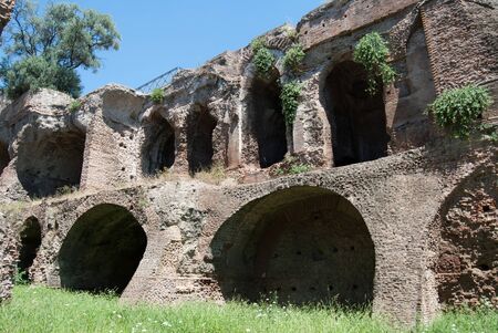 Palatine hill with ancient ruins. Old Roman Historical Architecture. Palatino Roma.の写真素材