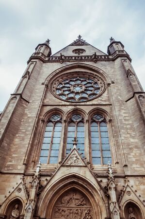 St. Martin's Church in Arlon, Province of Luxembourg, Belgium. View of the exterior, Neo-Gothic style, Wallonia's major heritageの写真素材