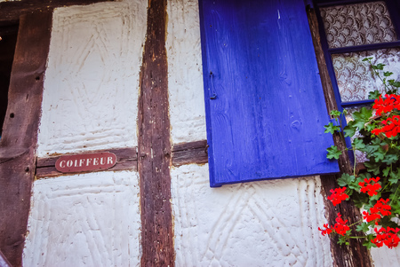 Ecomuseum of Alsace, entrance of the outdoor living museum, presentation of craftsmen and traditional houses of a villageのeditorial素材