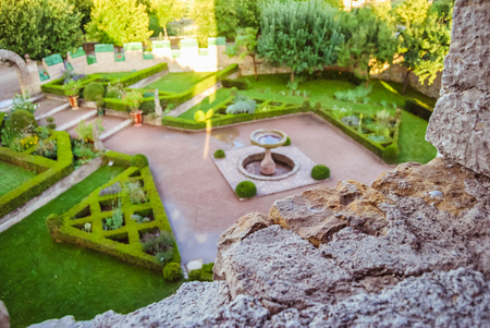 Ungersheim, France - July 21 2012: Green garden with plants and flowers at the Ecomuseum of Alsaceのeditorial素材