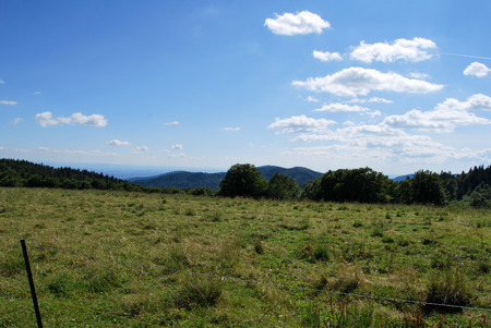 Landscape view from the Balloon of Alsace, Grand Balloon, summit / peak in Vosges mountains, Haut-Rhin in Franceのeditorial素材