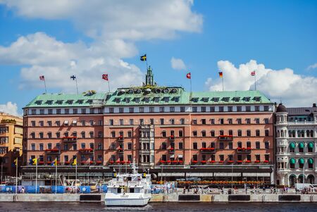 Stockholm, Sweden - August 5 2012: The Grand Hotel at S?dra Blasieholmshamnenのeditorial素材