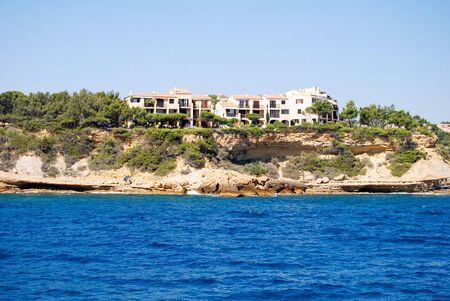 Beautiful view of the sea with the horizon and mountainous rocks in Provence, Marseilleの写真素材