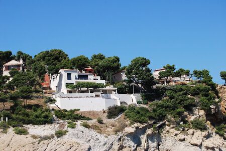 Beautiful home house villas in the rock mountain in Provence, Marseilleの写真素材