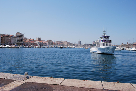 Vieux Port, Old Port, Quai des Belges: port with boats and sea view in summerのeditorial素材