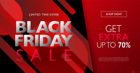 Red Black Friday sale banner concept. Abstract gradient round shape design element background. Vector illustration template.のイラスト素材