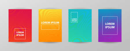 Set of abstract wave on gradient background in rainbow spectrum. Vivid background for poster, brochure, flyer, leaflet, book cover, banner, report, and website. Vector graphic design template.のイラスト素材