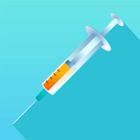 Syringe vaccine icon. Flat art symbol. Vector illustration.のイラスト素材