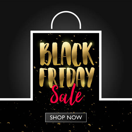 Black Friday sale with shopping bag frame banner concept, Vector illustration templateのイラスト素材