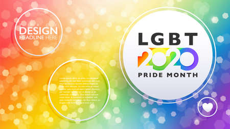 Abstract rainbow bokeh background. Rainbow 2020 numbers icon. Banner design template for Pride parades and events in 2020のイラスト素材