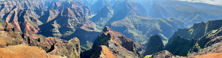 Panoramic view of majestic and colorful Waimea Canyon on the island of Kauai, Hawaii.の写真素材