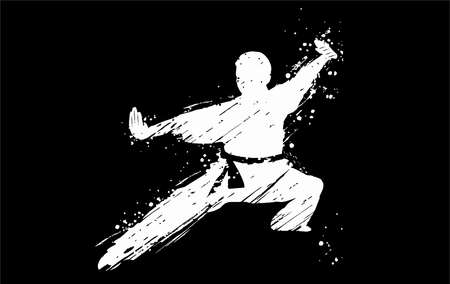 Modern martial arts and combat sports - Kung fu  - black background.のイラスト素材