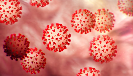 Covid-19 mutation model. 2021. The global pandemic continues.の写真素材