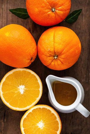 A dry orange sauce with caramel and butter.