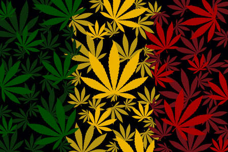 Colorful cannabis leaves from which, among other things, CBD medicinal oil is produced. Perfect background for a banner, website, flyer.の写真素材