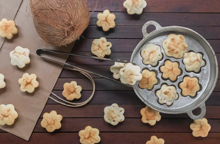 Homemade freshly baked muffins based on coconut milk without the use of yeast and baking soda on a...