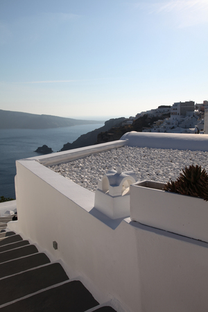 Oia on Santorini island in the Cyclades (Greece)の写真素材